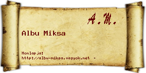 Albu Miksa névjegykártya